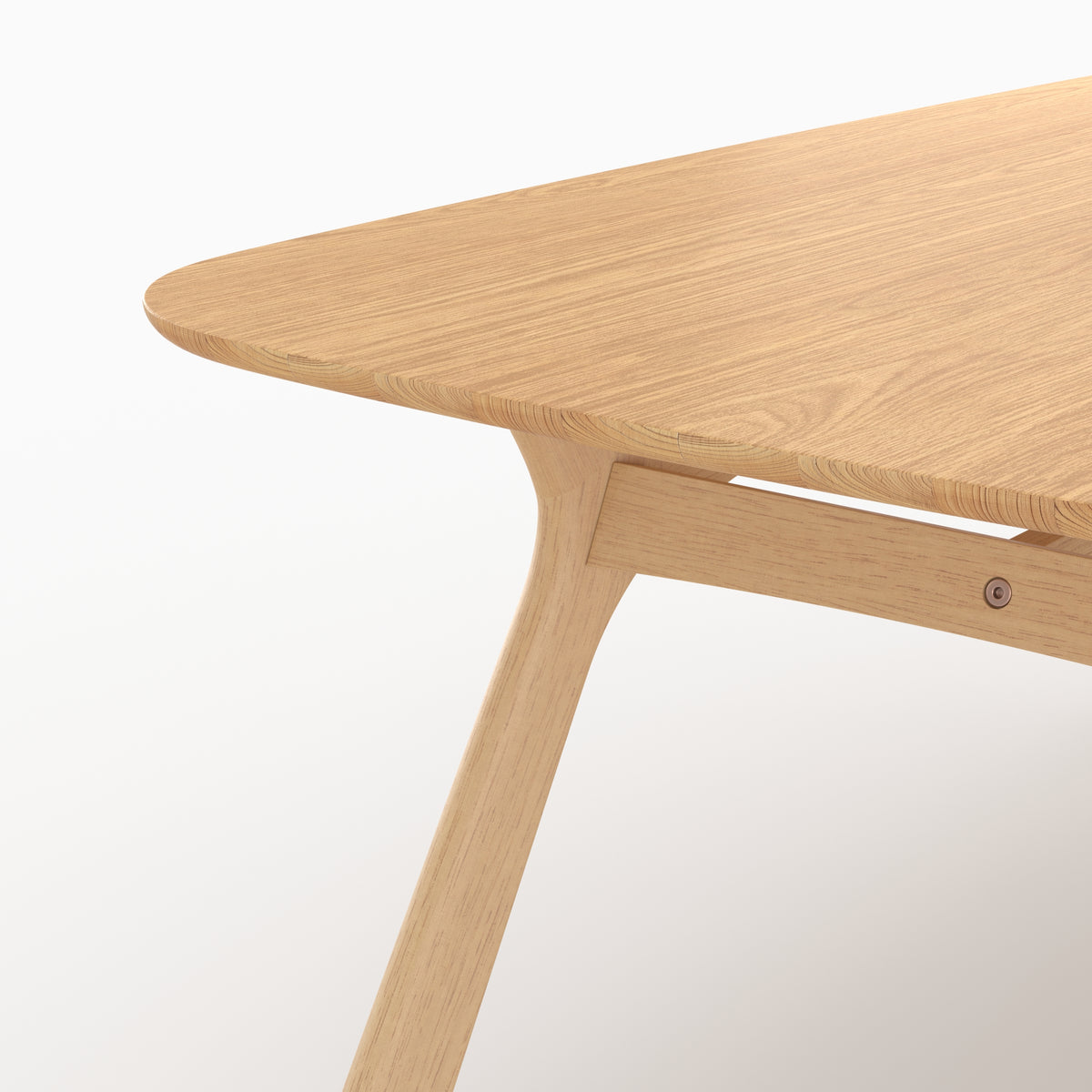 Table Paula détail plateau piétement chêne naturel – Maison Pavane