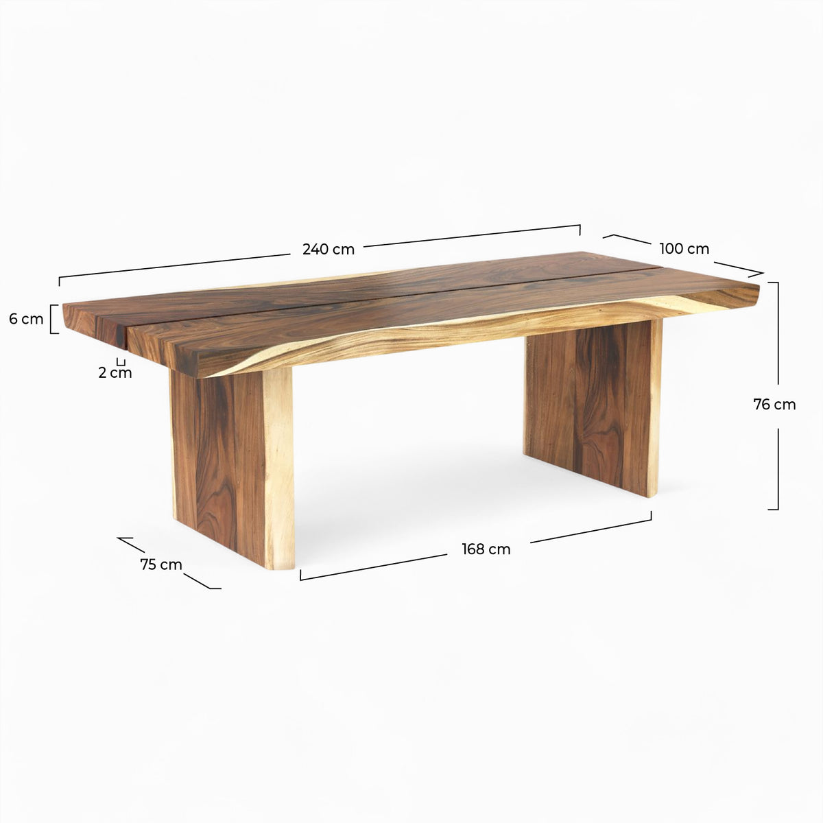 table rectangulaire en bois tanah 240 cm dim rdv deco