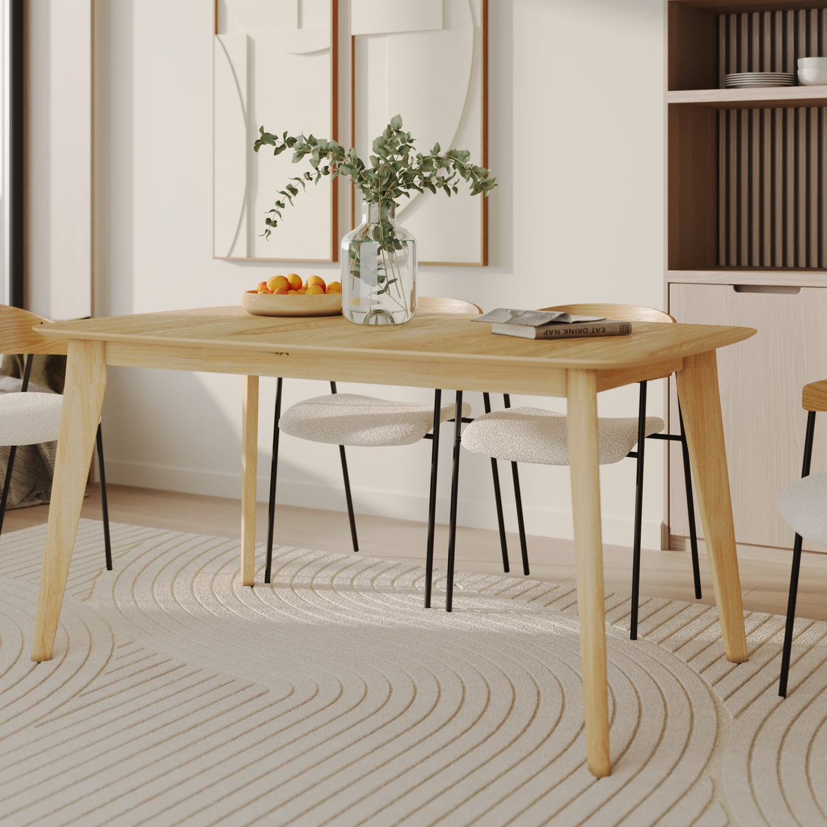 table rectangulaire extensible bois clair oman 4 6 personnes