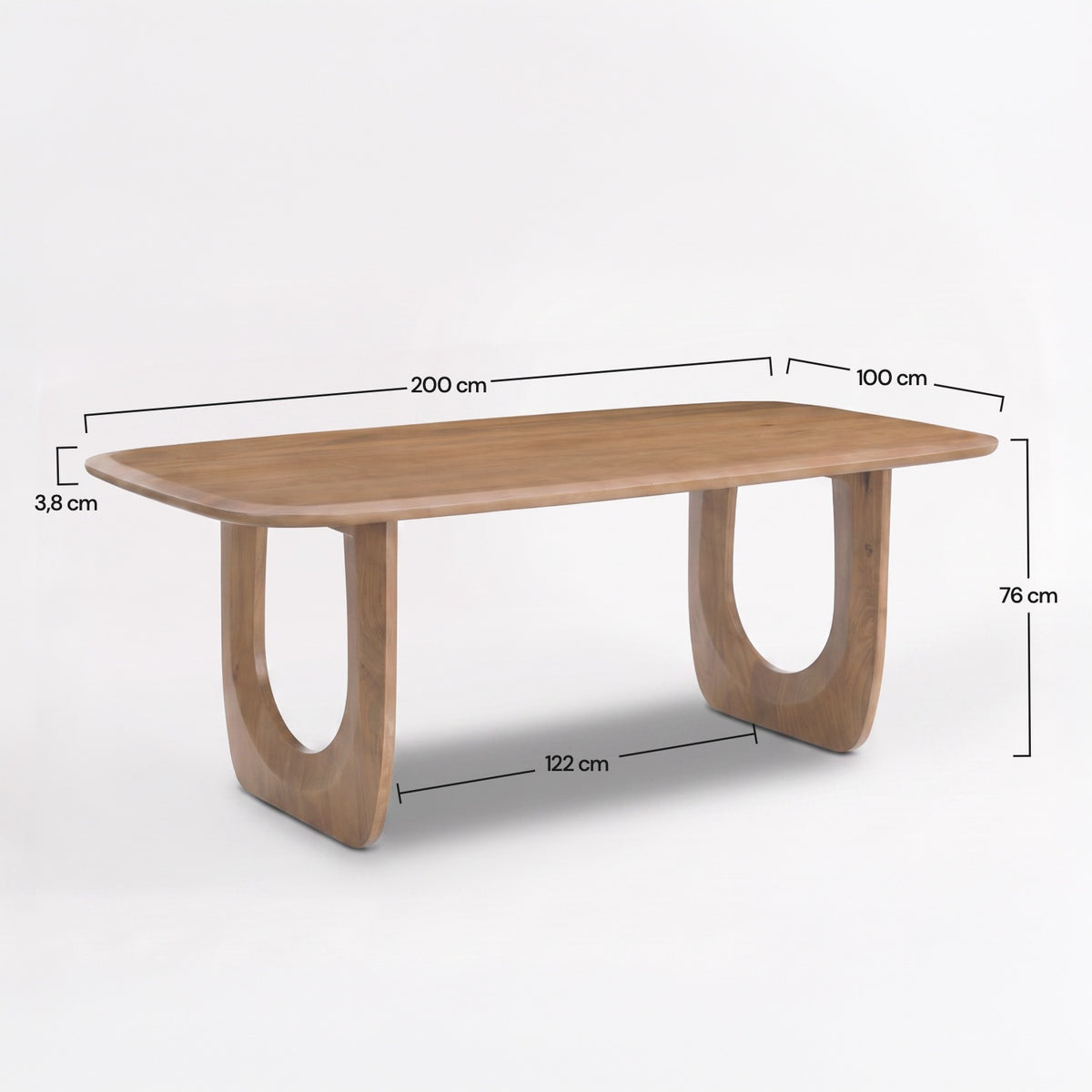 Dimensions de la table rectangulaire Maya en bois de manguier massif marron clair - Maison Pavane