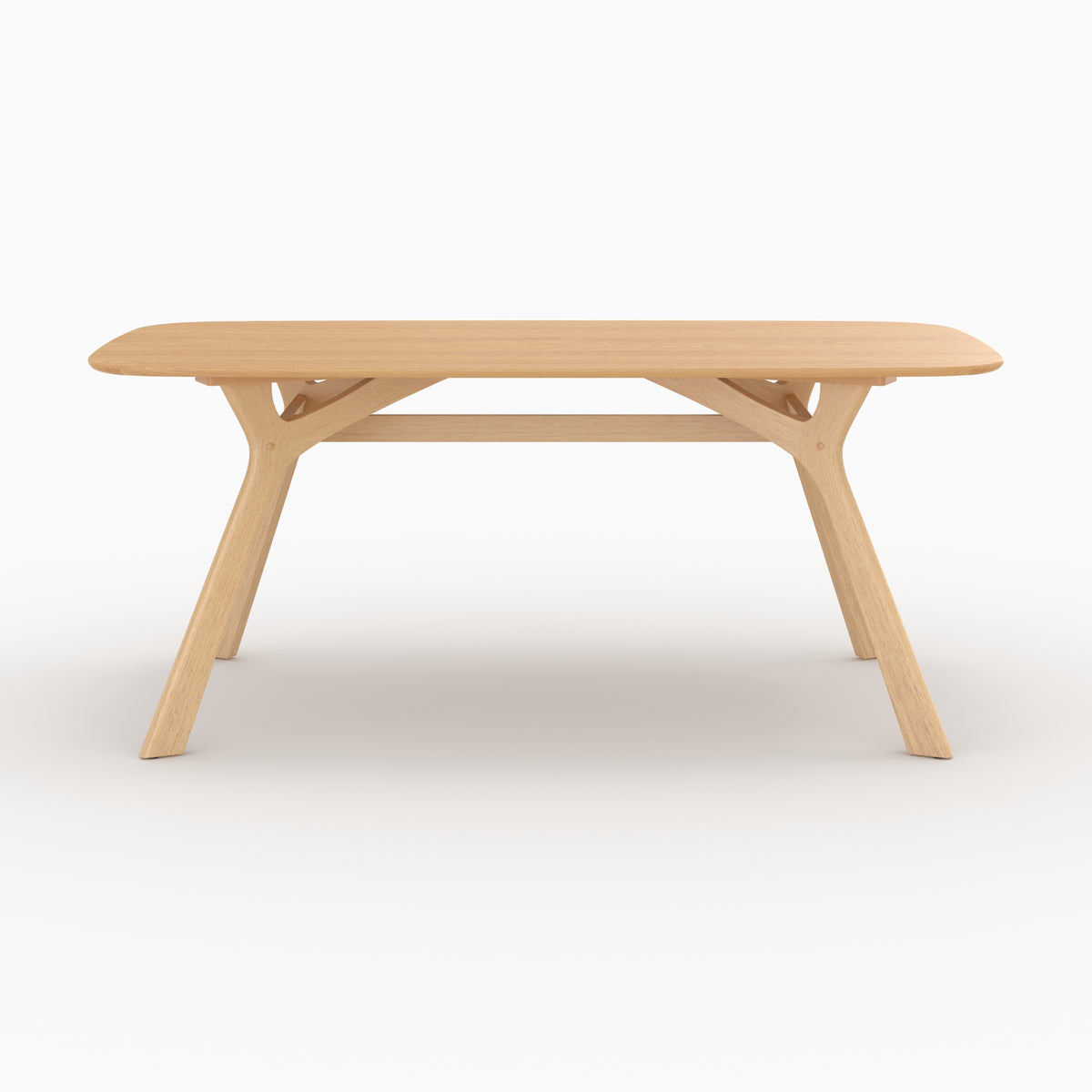 Table rectangulaire Paula 6 places hévéa placage chêne naturel face – Maison Pavane