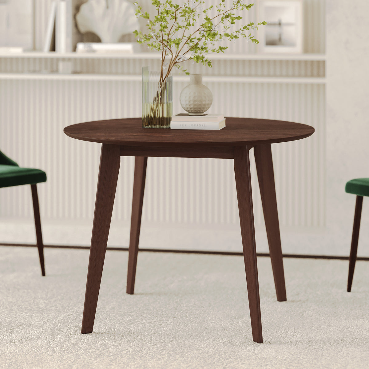 table ronde bois fonce reno 4 places rdv deco