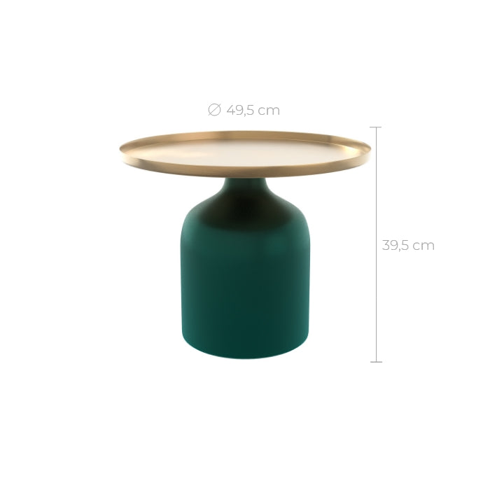 table ronde dore et vert en metal lyne