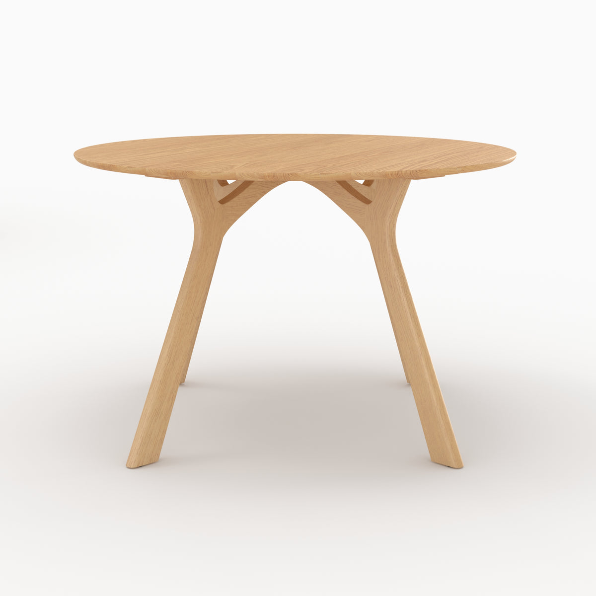 Table ronde Izzi 4 personnes hévéa placage chêne naturel face – Maison Pavane