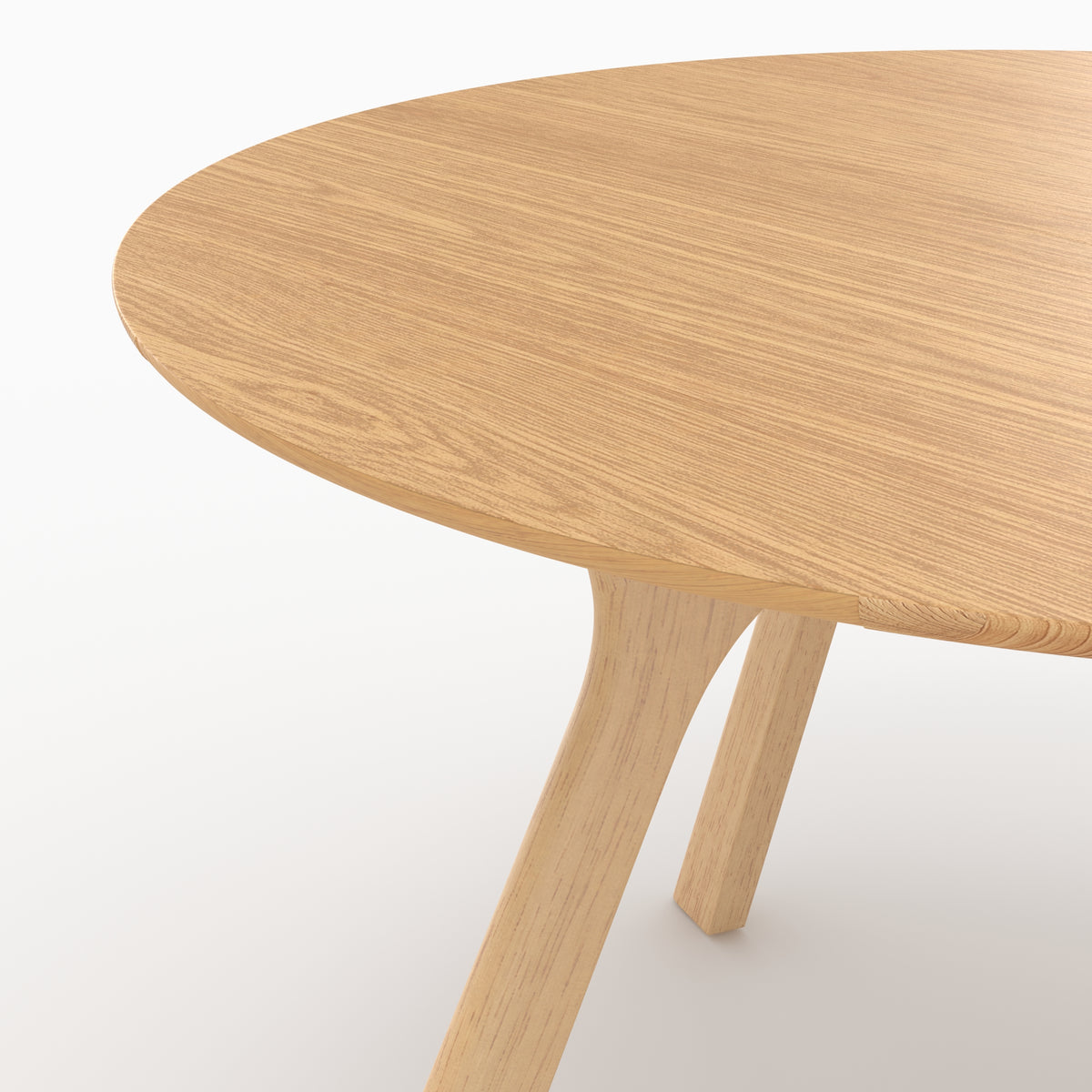 Table ronde Izzi détail plateau piétement chêne naturel – Maison Pavane