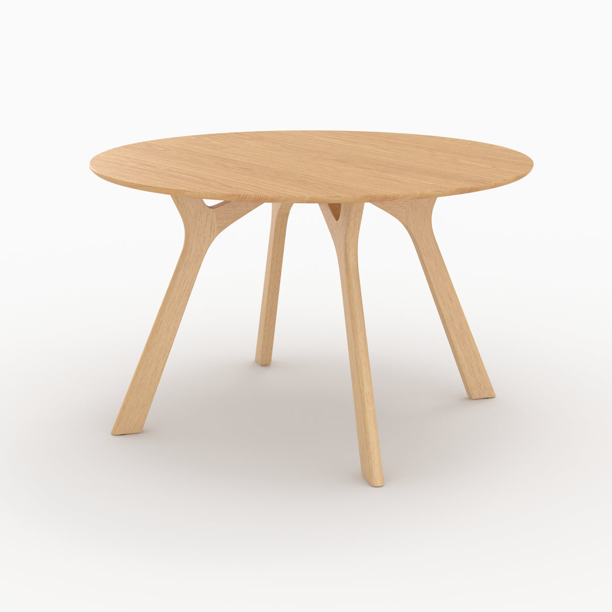 Table ronde Izzi hévéa massif chêne naturel trois quarts – Maison Pavane