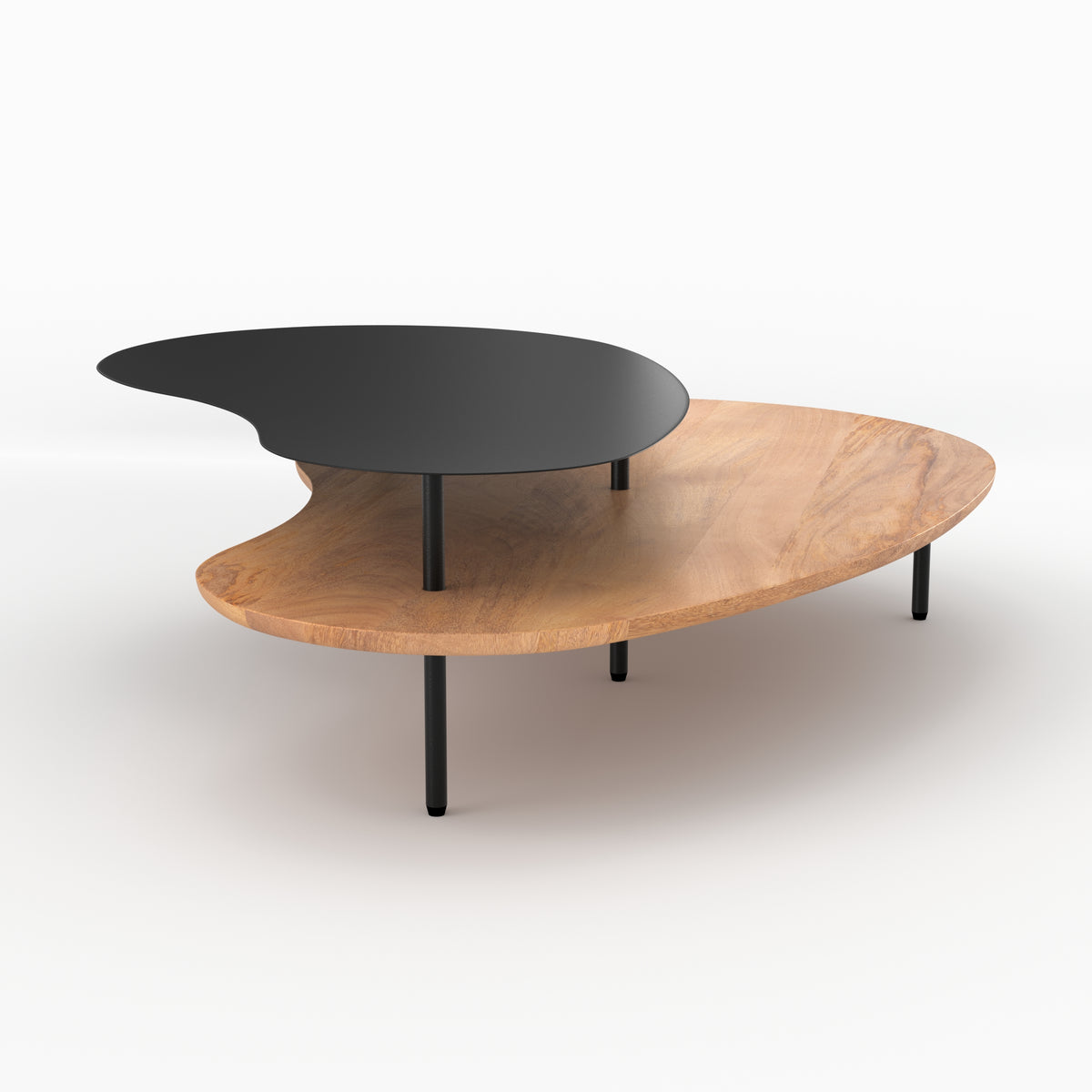 tavolini da caffè nesting in legno e metallo nero set da 2 moji