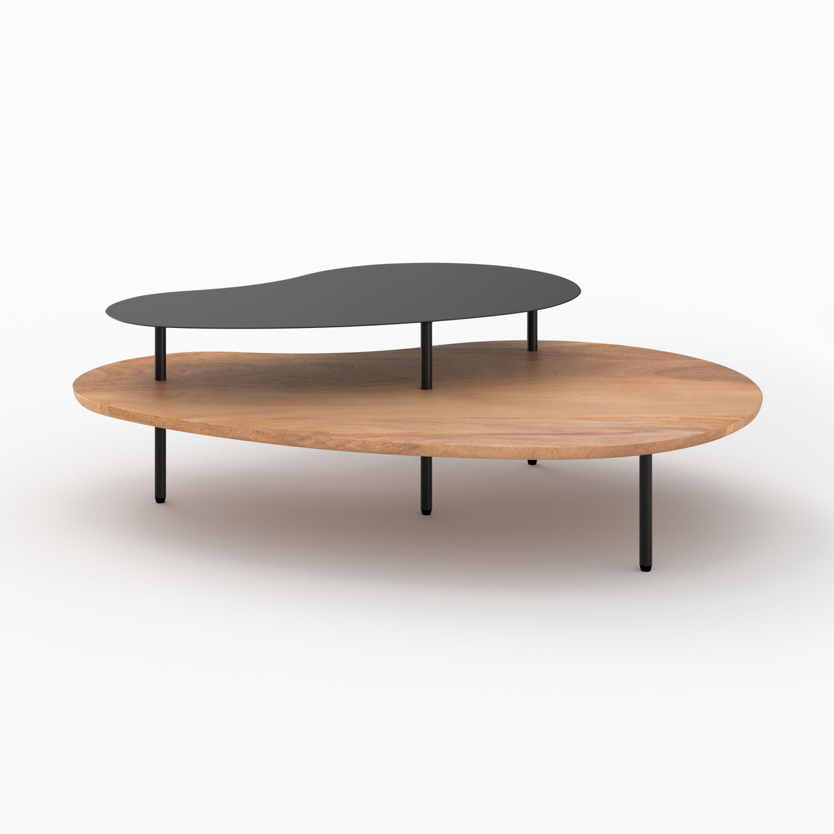 tavolini impilabili in legno e metallo nero set di 2 moji rdv deco