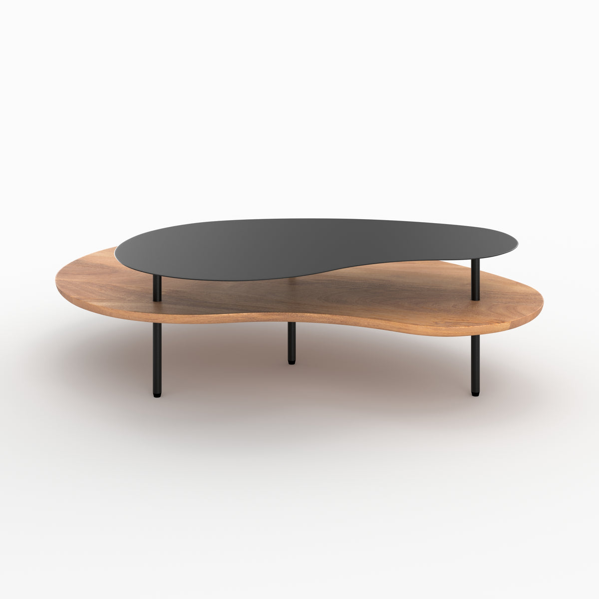 tavolini gigogna moji legno e metallo nero set da 2