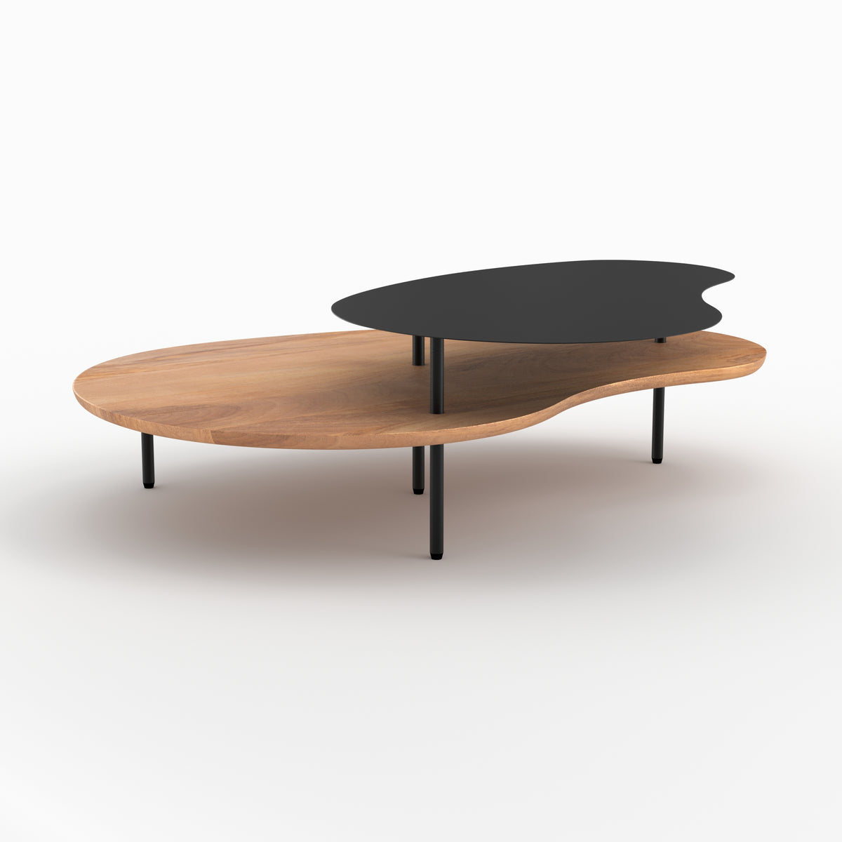 tables gigognes moji bois metal noir lot de 2