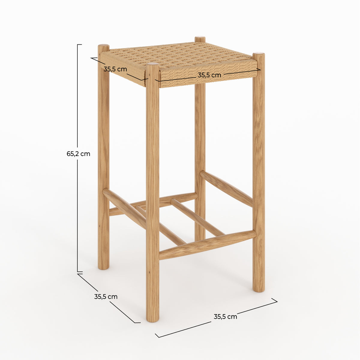 tabouret bar kepler 65 cm bois chene tressage rendez vous deco