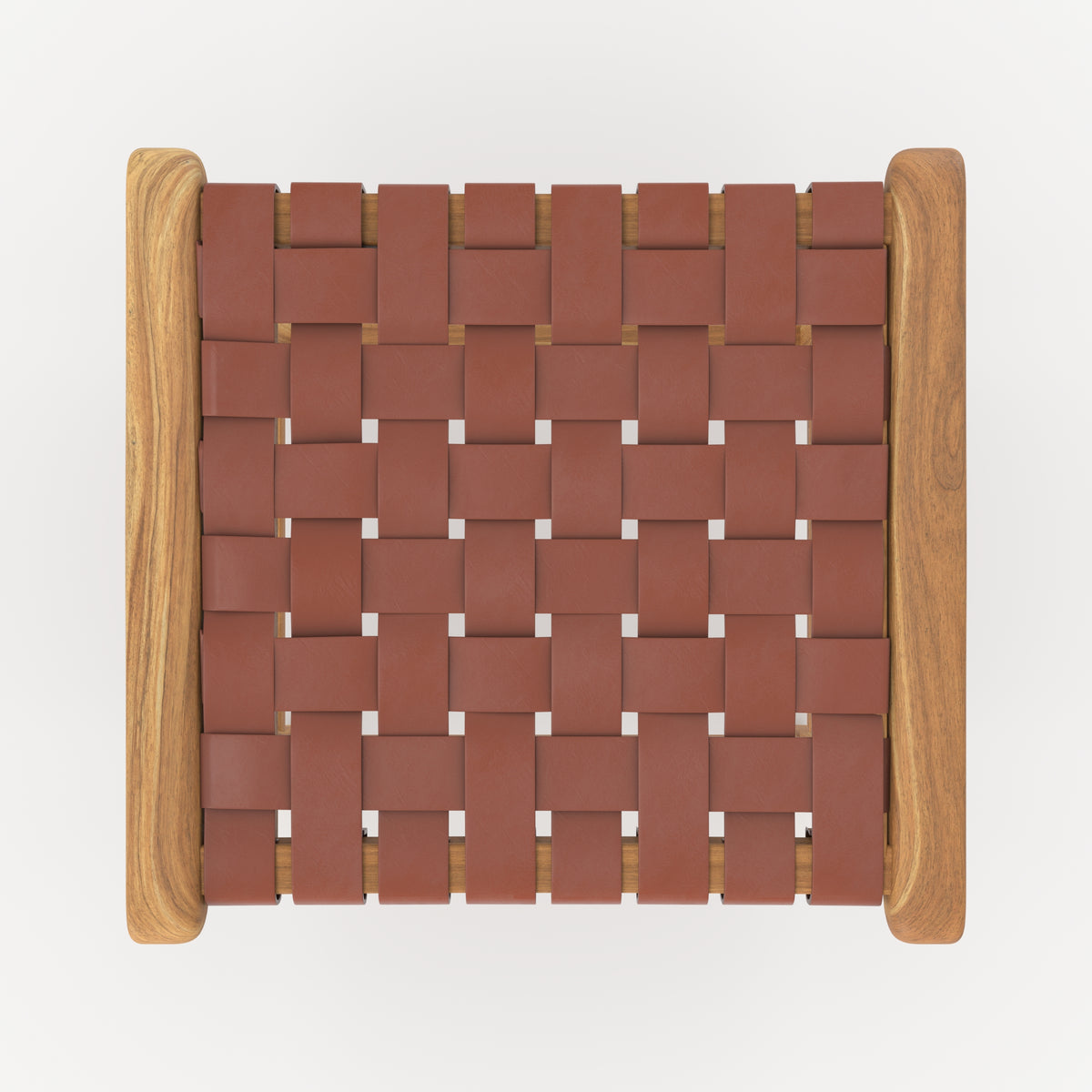 Assise en cuir tressé marron du tabouret de bar Kuna vue de dessus - Maison Pavane