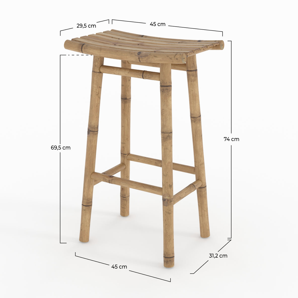 tabouret bar vadella exterieur en bambou 74 cm rdv deco
