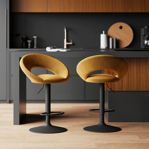 sgabello da bar Cloclo in velluto giallo curry 61 76