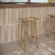 tabouret de bar de jardin en bambou rectangulaire