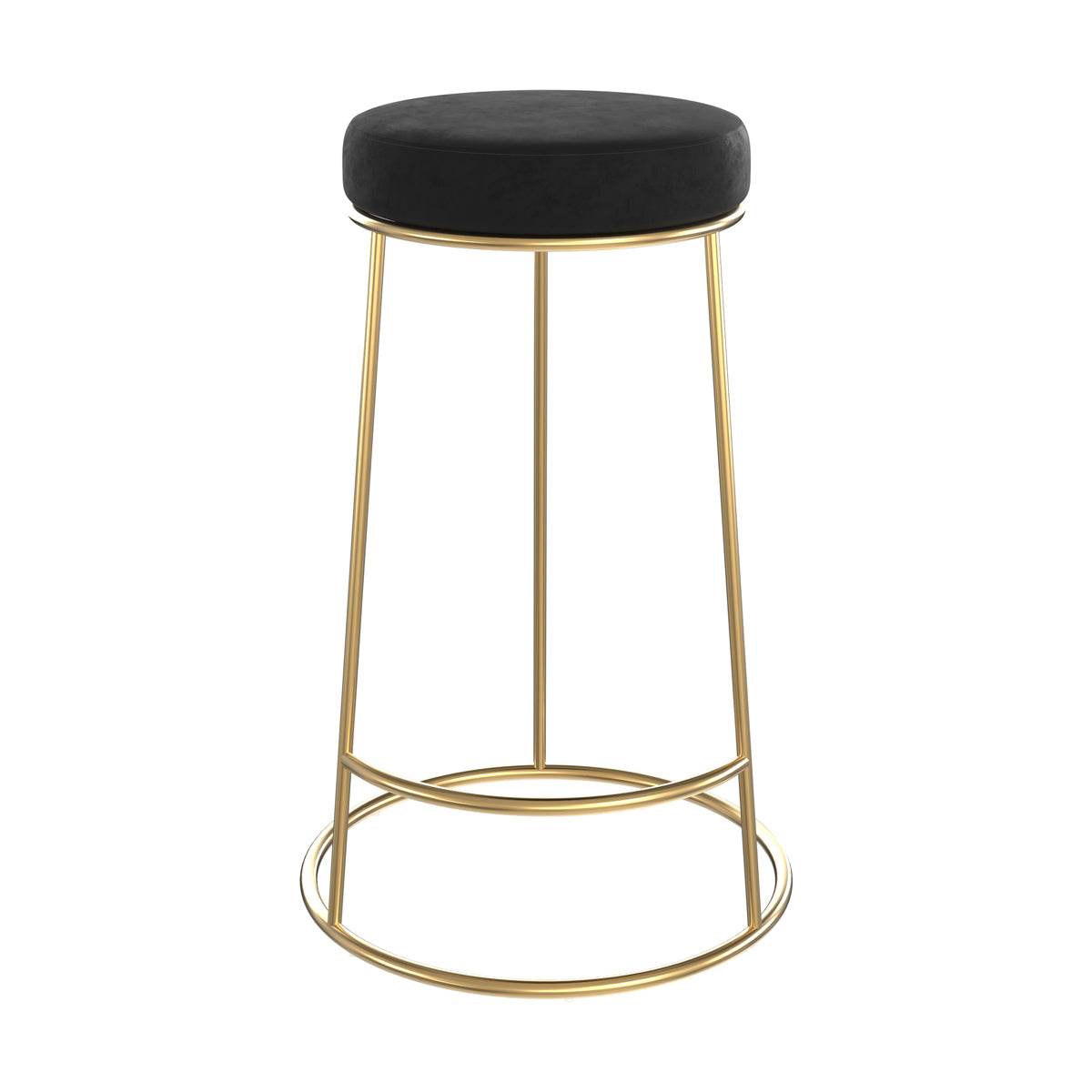 tabouret de bar en velours noir et pied en metal dore kendal