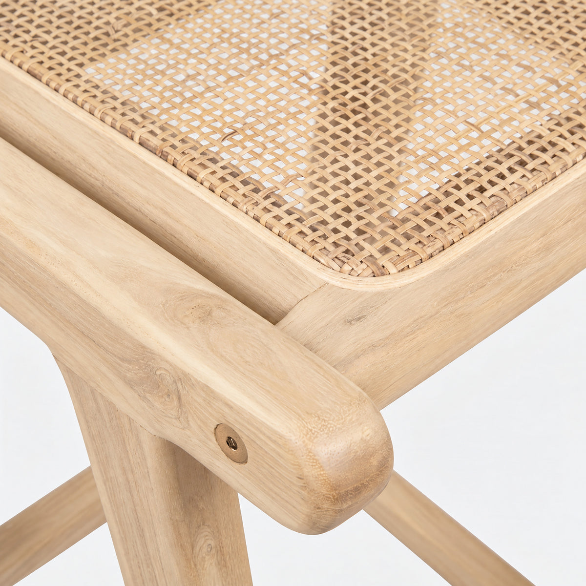 Taburete de bar de teca y ratán natural Haida 66 cm