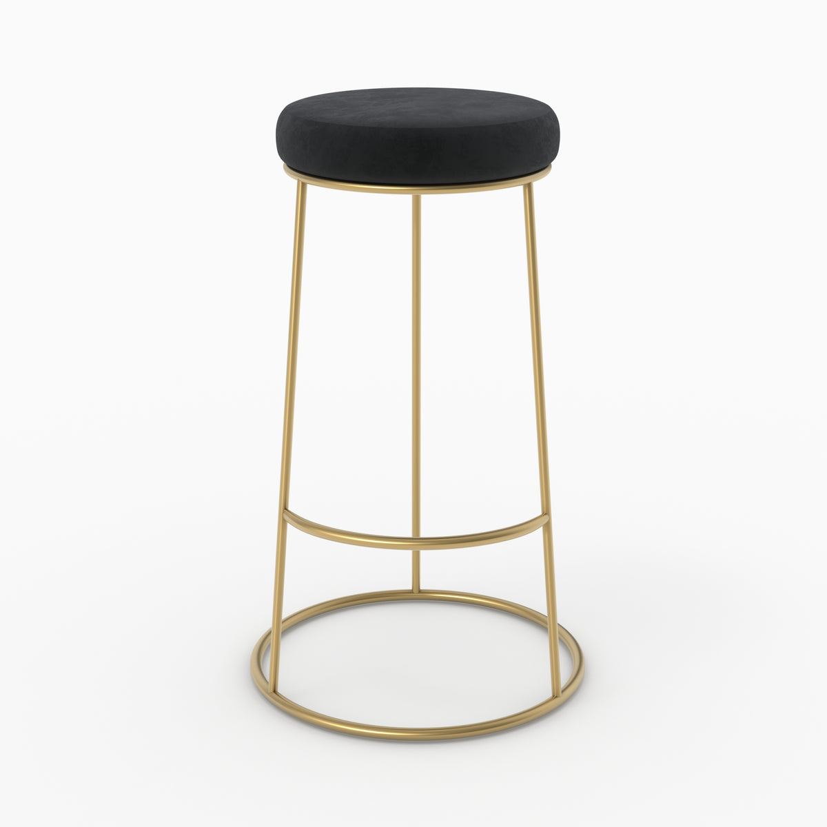 tabouret de bar kendal en velours noir et pieds dores 73 cm lot de 2