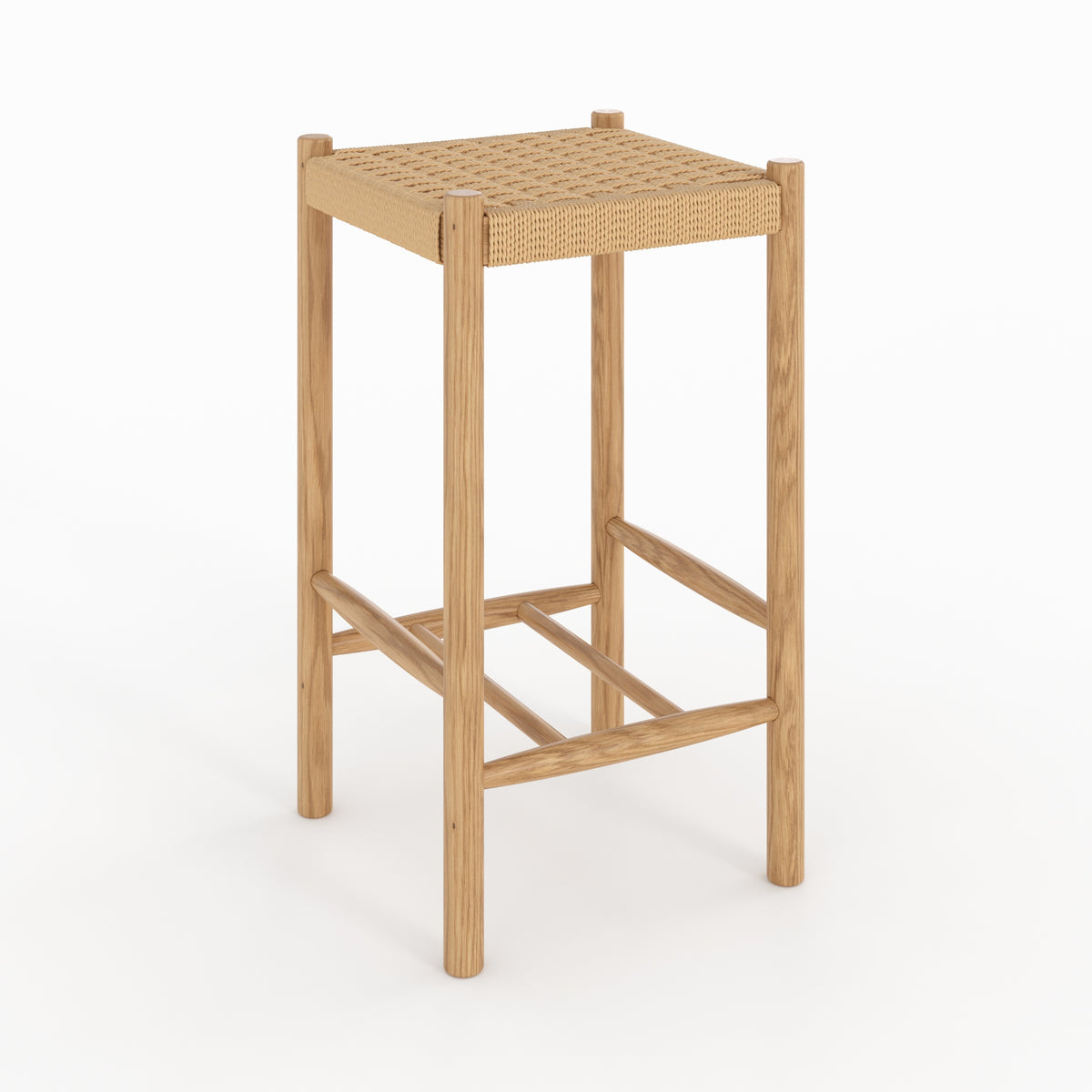 tabouret de bar kepler 65 cm bois chene tressage