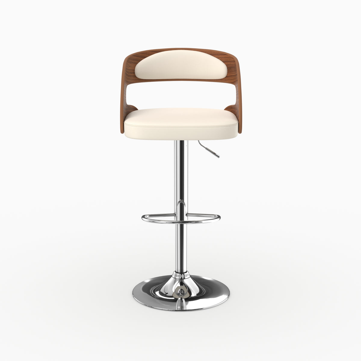 Tabouret de bar Louis réglable dossier simili blanc face – Maison Pavane