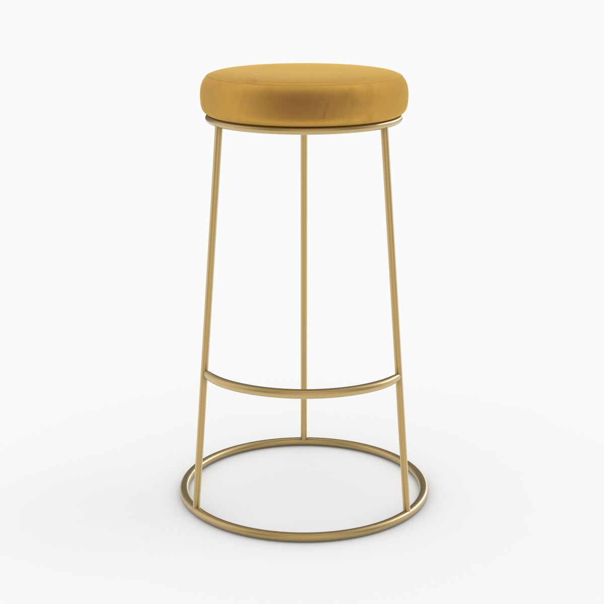 tabouret de bar rond kendal jaune curry lot de 2 pieds metal noir