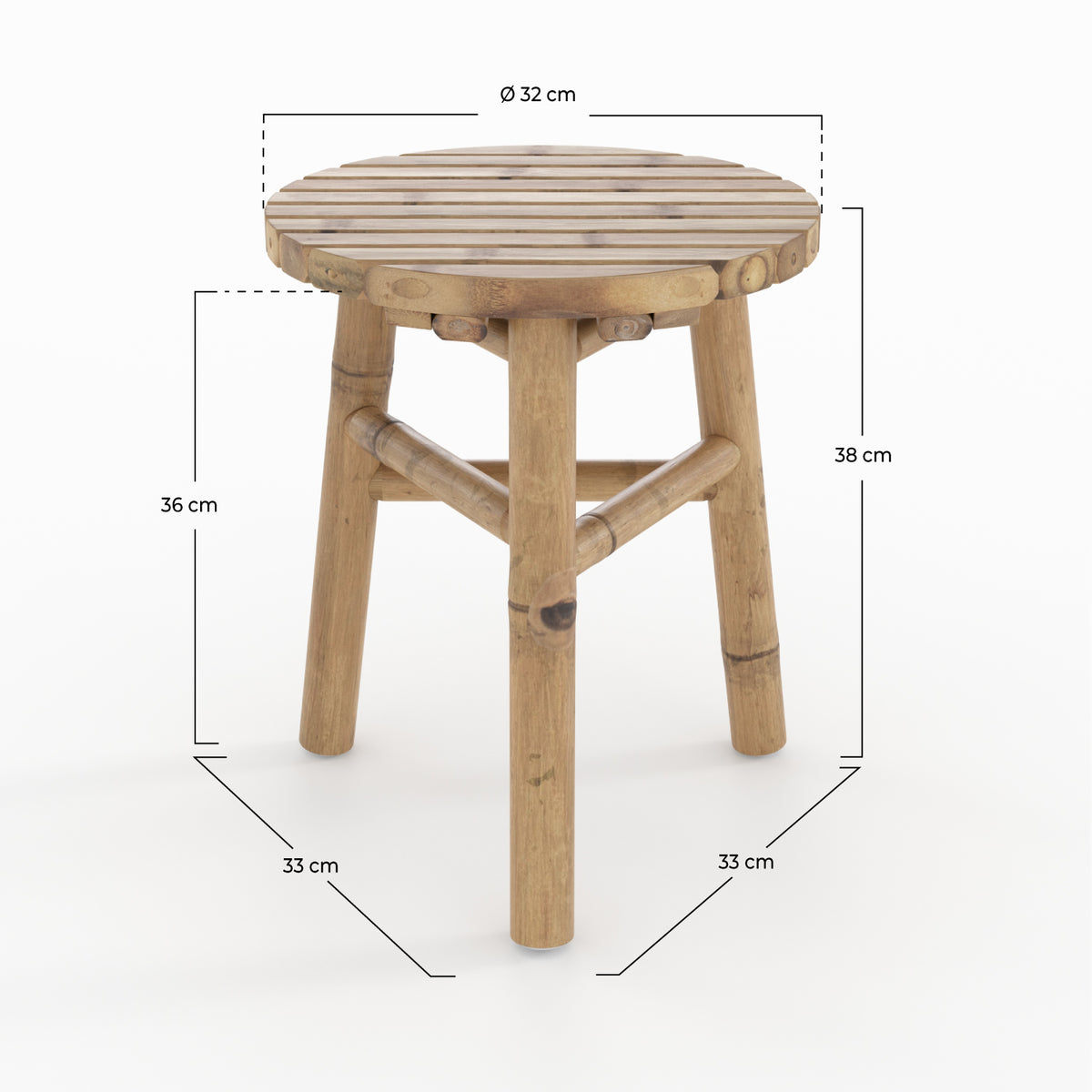 tabouret de jardin eli en bambou rond