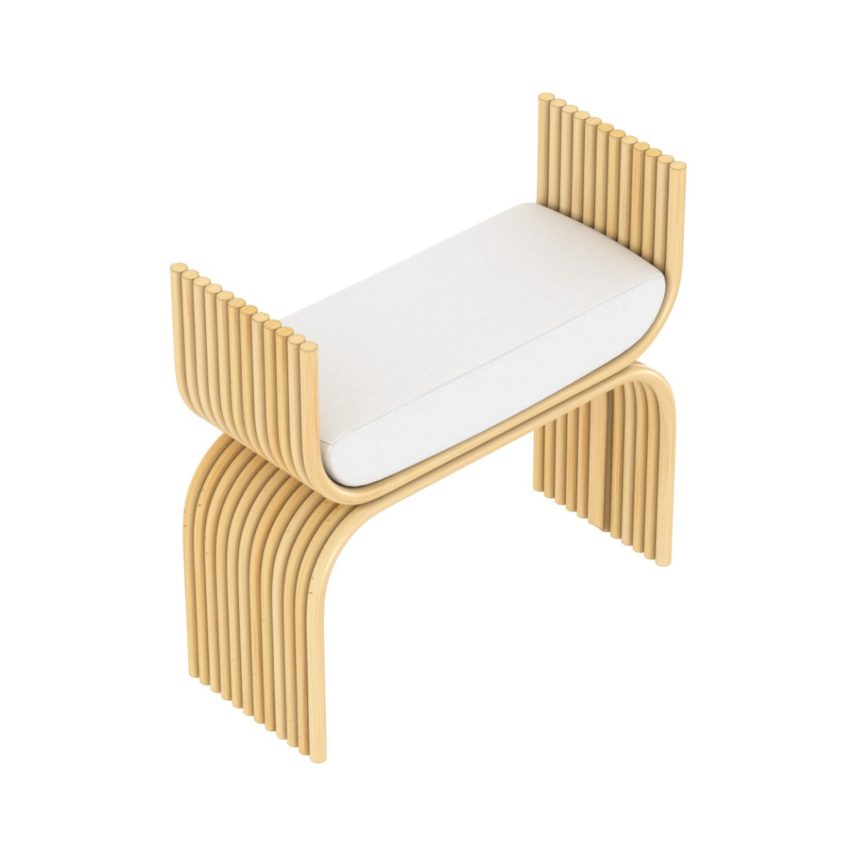 tabouret reane en rotin et coussin d assise blanc
