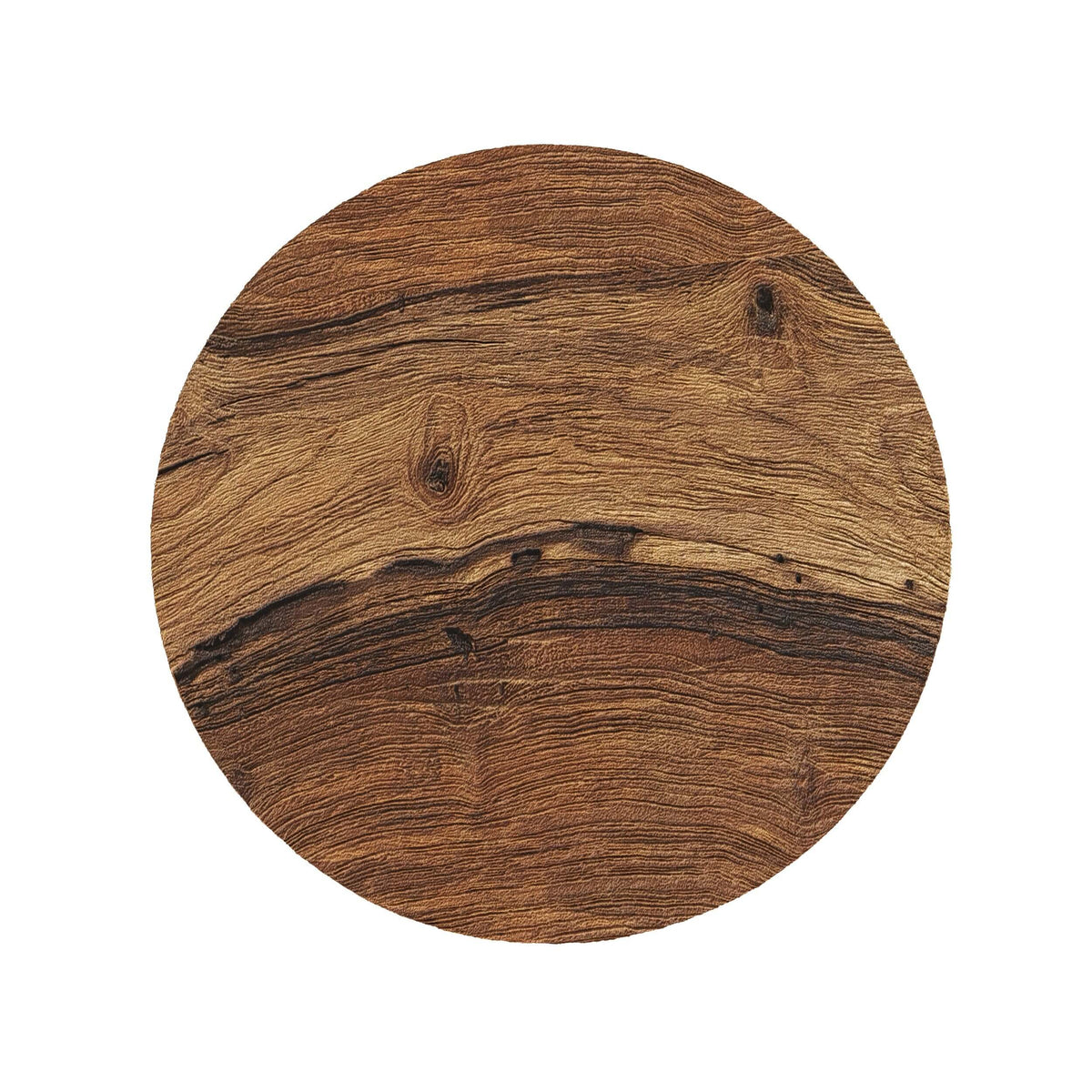 tabouret rond en bois de teck recycle lea h 45 cm