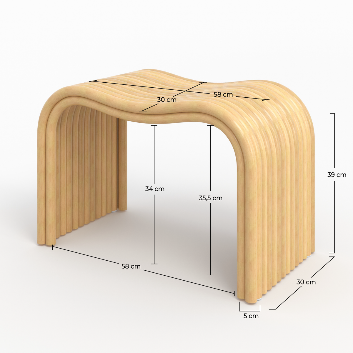 Tabouret wave rotin naturel style deco bohème