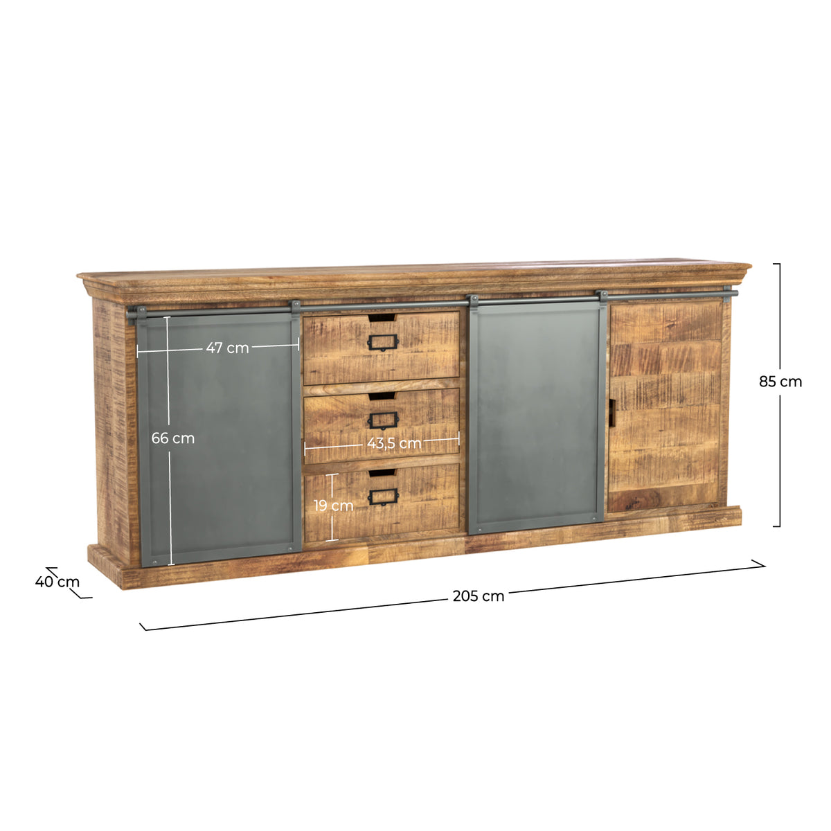 Tabuk - Großes Sideboard aus Mangoholz