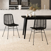 tamara lot de 2 chaises en rotin noir