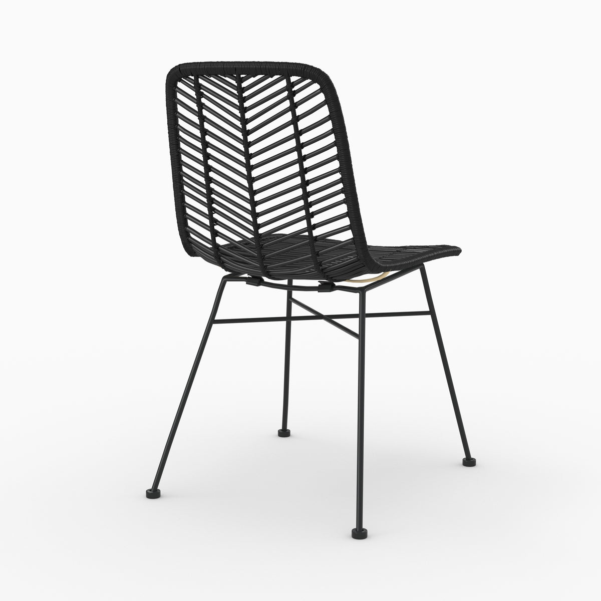 tamara lot de 2 chaises en rotin noires total look noir