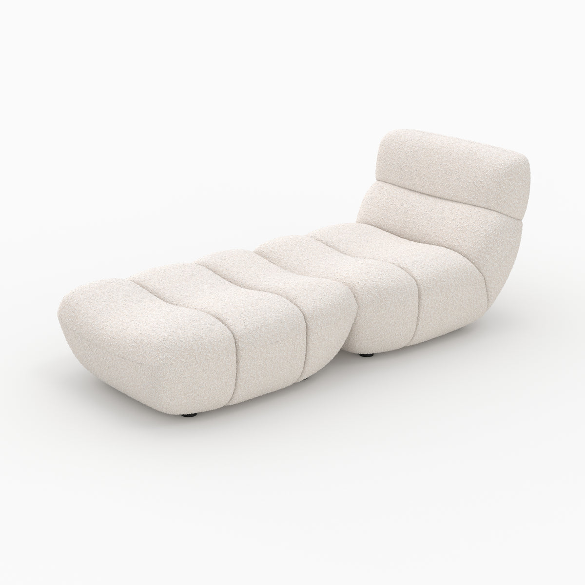 Teddy fauteuil pouf blanc tissu bouclé ensemble