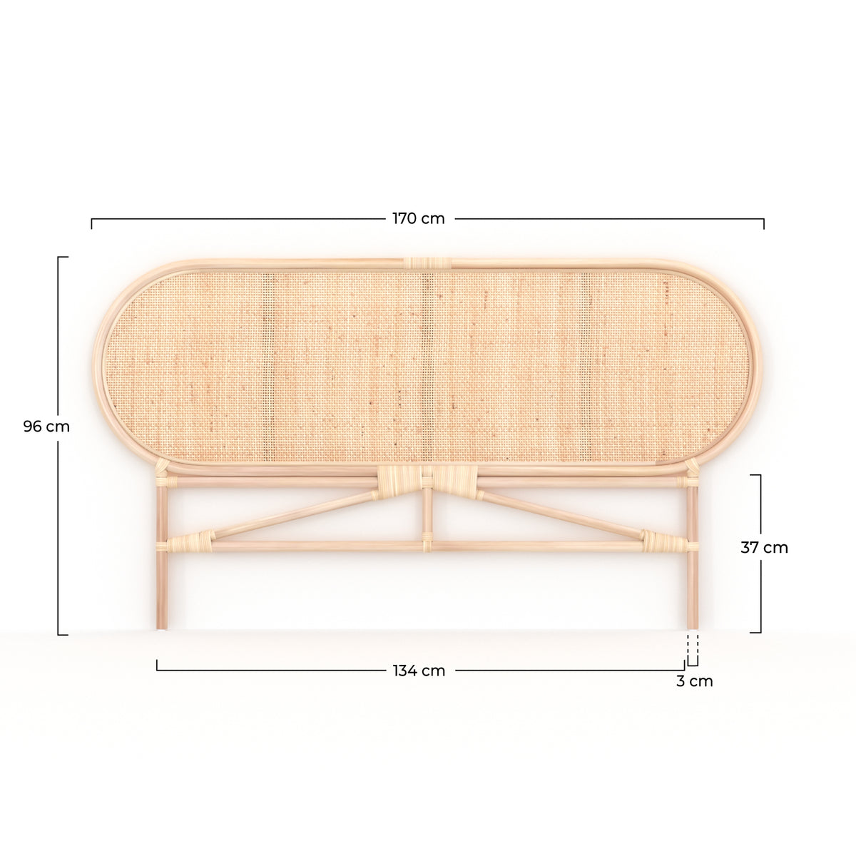 tete de lit 140cm navahino rotin naturel