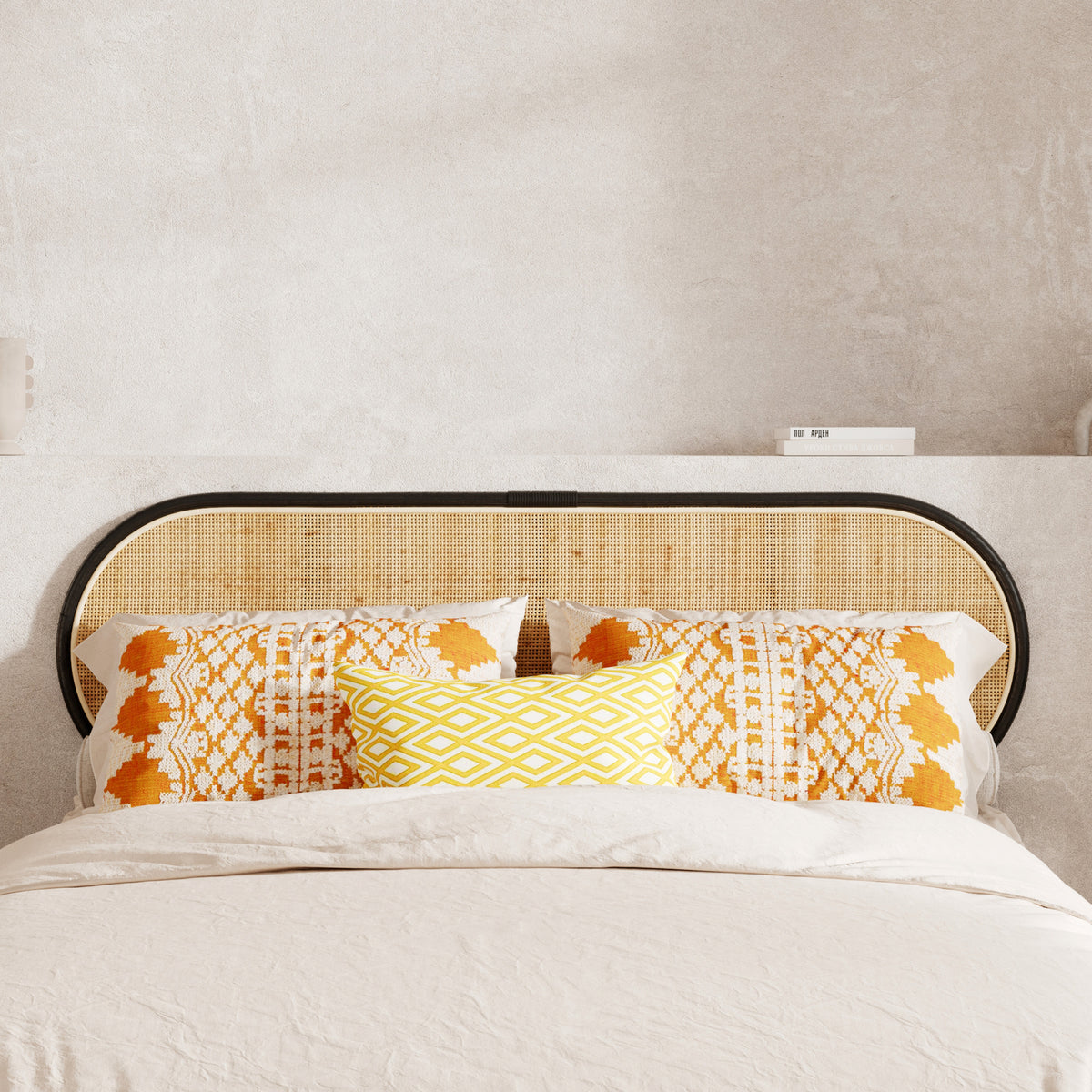 tete de lit en rotin et bois noir 140 cm rdv deco