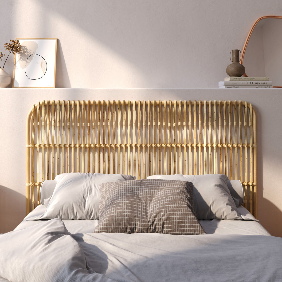 tete de lit morphee bois et rotin 160 cm rdv deco