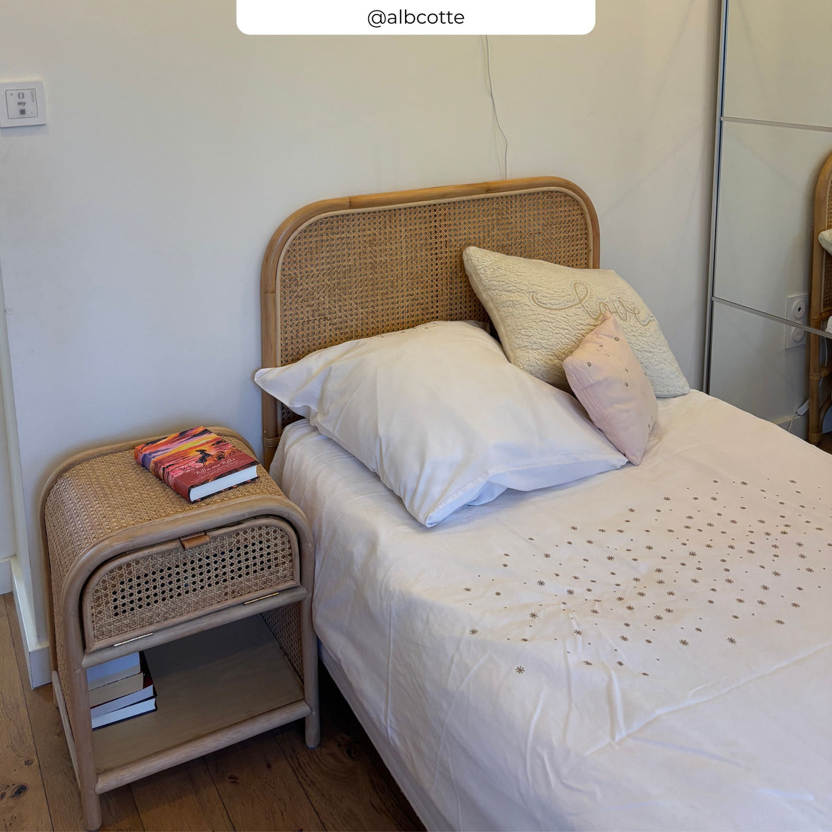 Tête de lit Naira rotin et cannage 90 cm