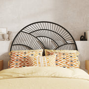 tete de lit rotin noir arrondie 140 cm selene