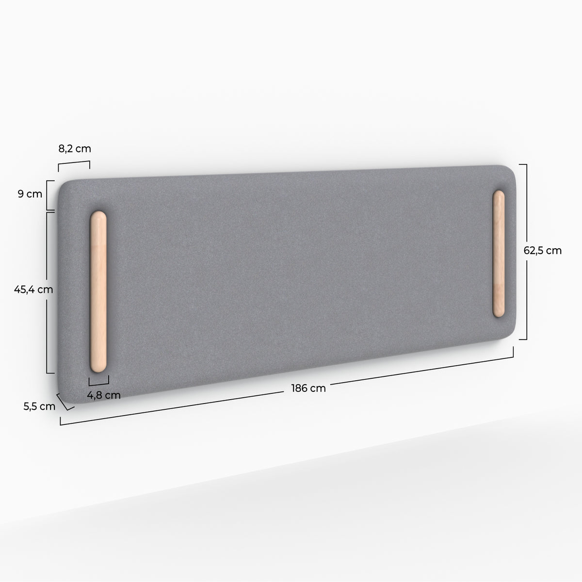 tete de lit tissu gris rectangulaire 160 cm katia