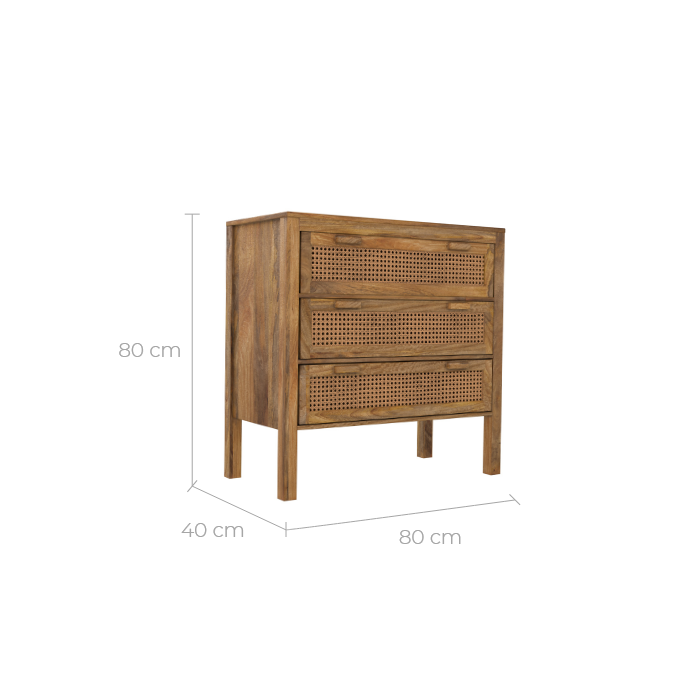 tiki commode en rotin 3 tiroirs