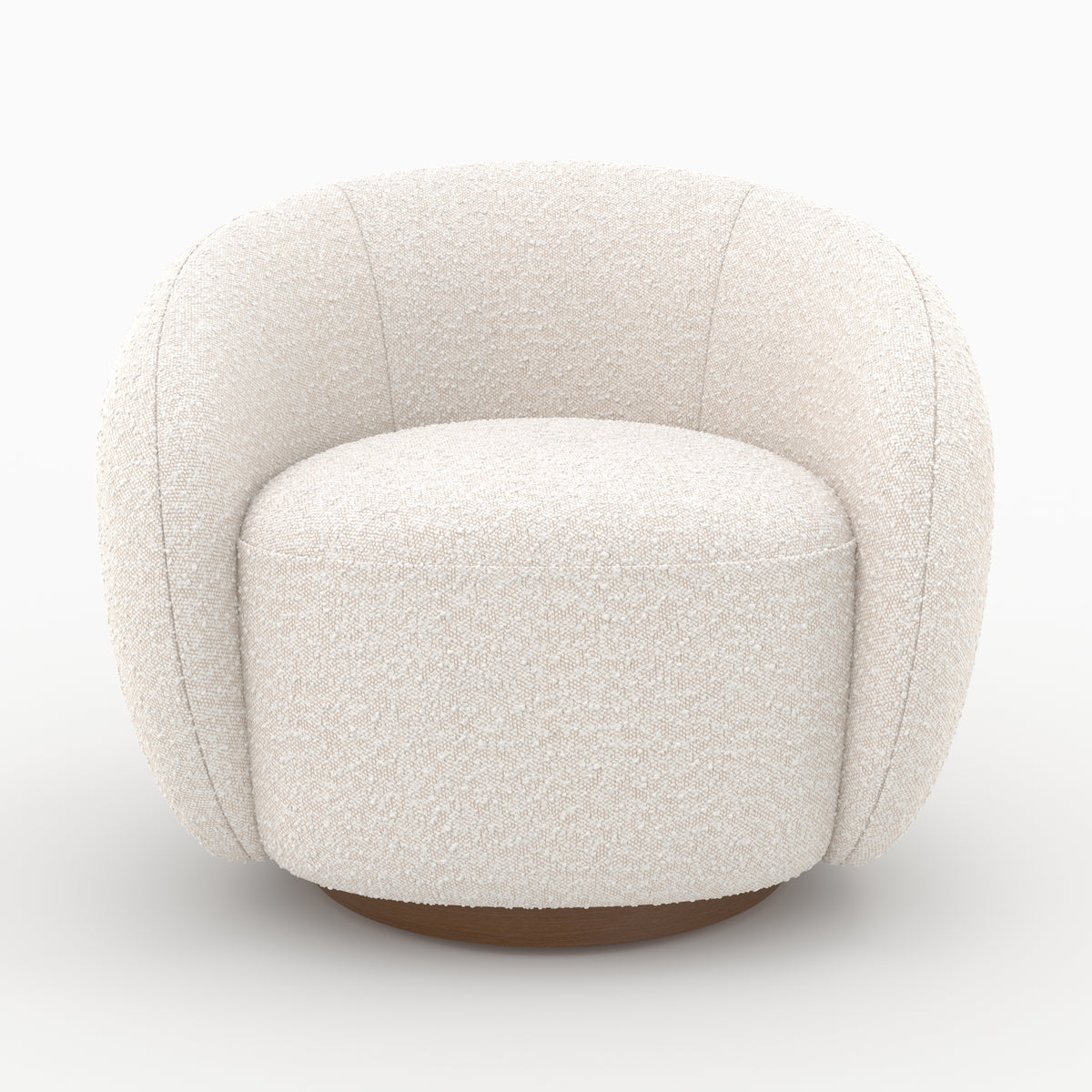 tessuto bouclé bianco poltrona naya girevole comfort salotto
