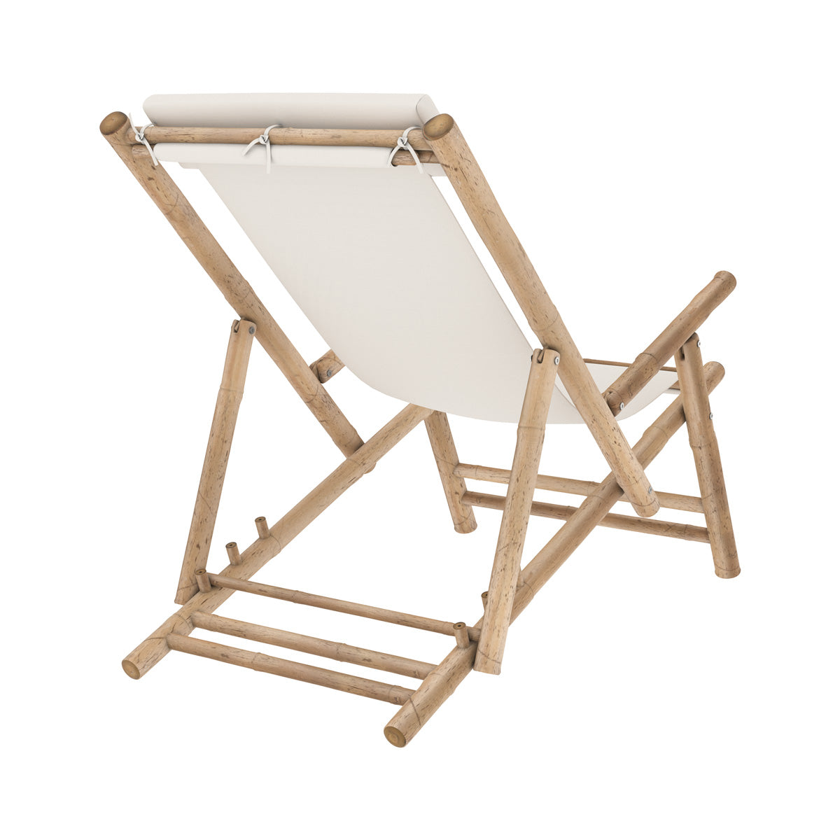 transat de jardin en bambou et toile blanche vadella