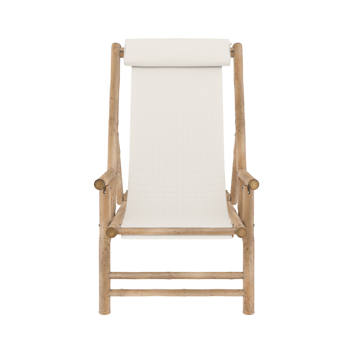 transat de jardin vadella en bambou et toile blanche