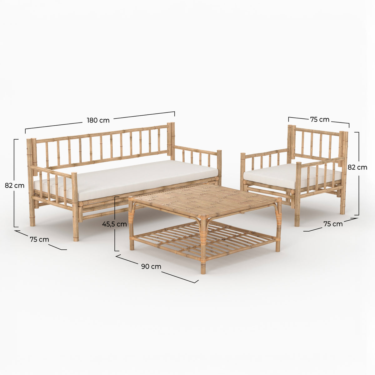 vadella salon de jardin en bambou canape d angle table basse fauteuil