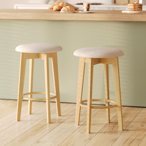 vahina tabouret de bar beige et bois clair