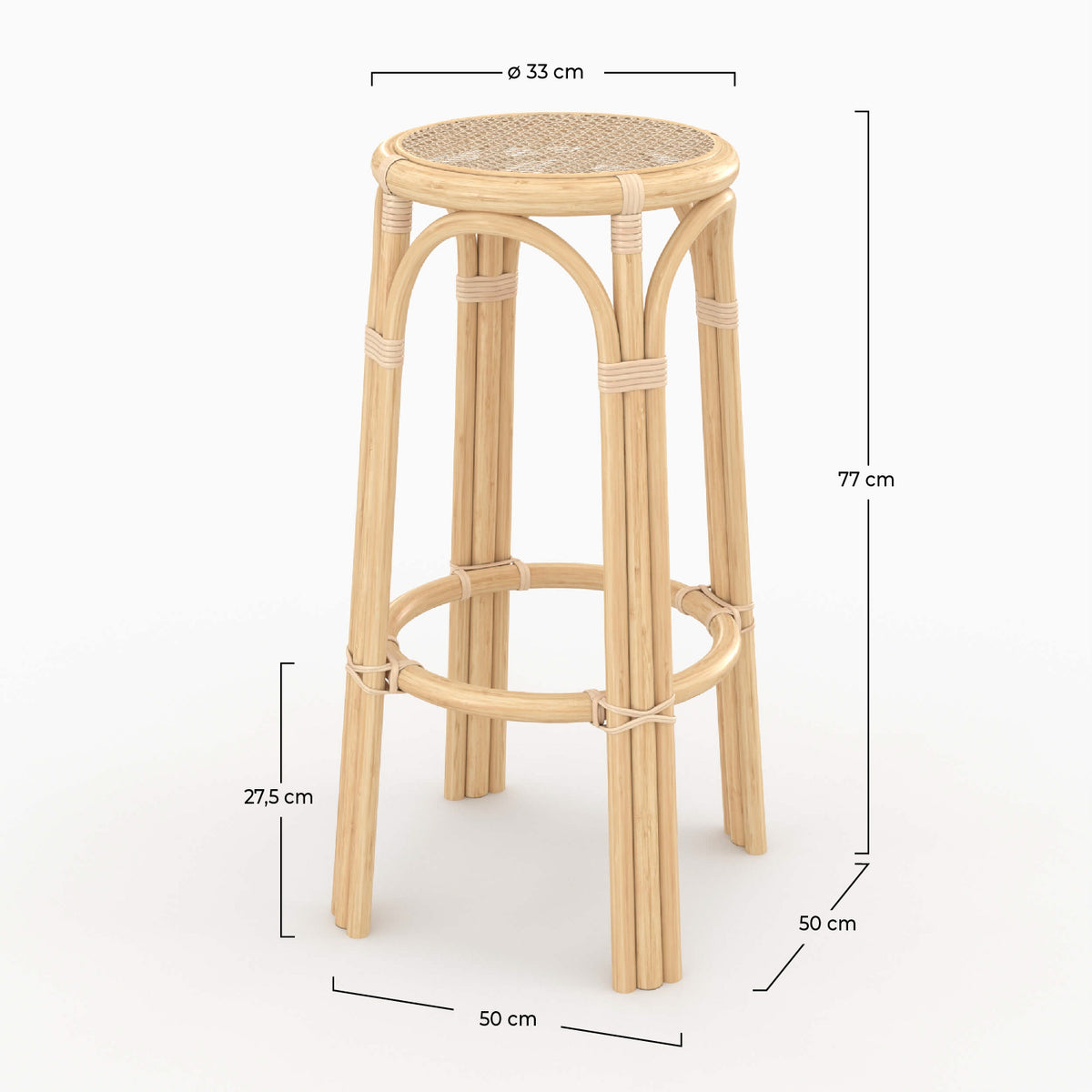 vania tabouret de bar en rotin 75 cm