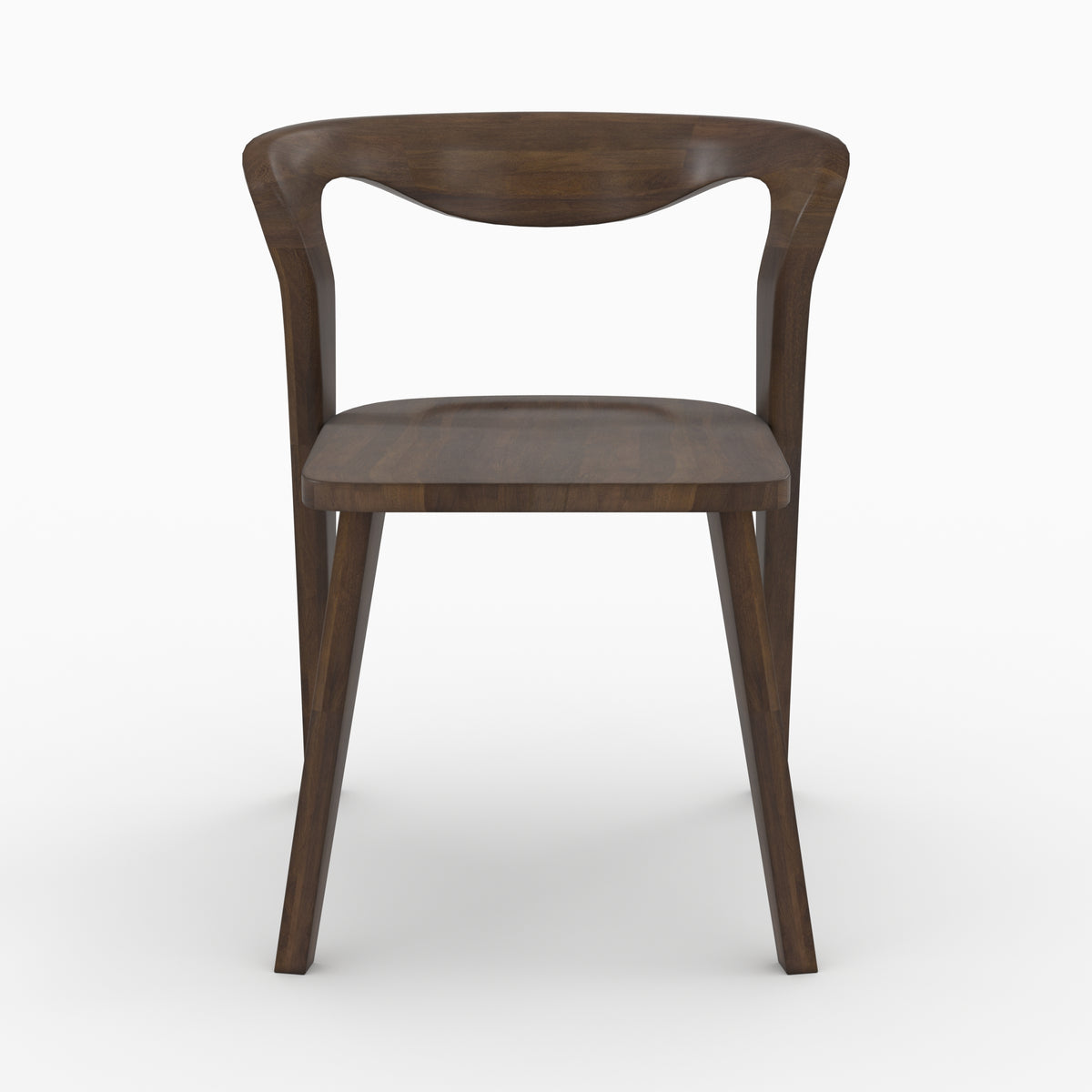 vega chaise en bois hevea fonce dossier asymetrique
