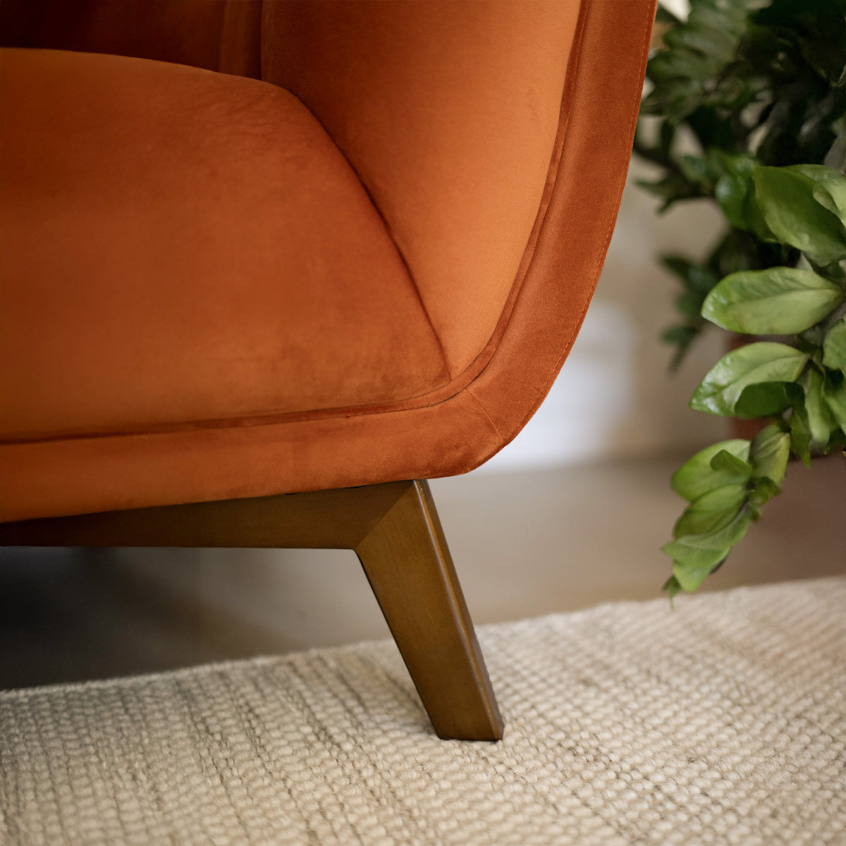 Velours terracotta orange canapé 2 places