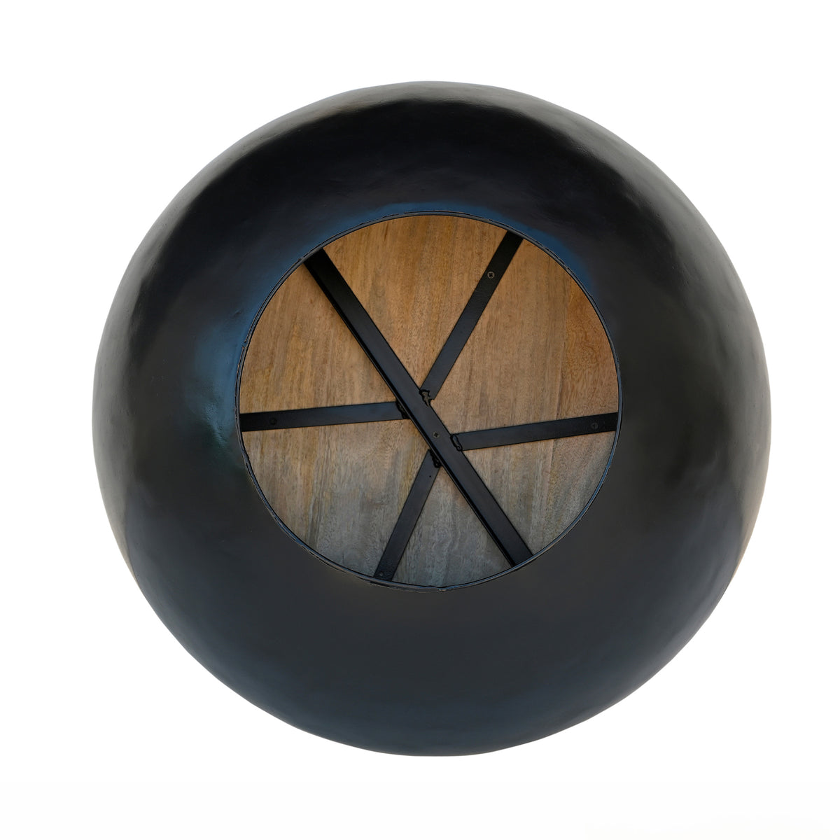 Vue du dessous table basse métal ronde – Maison Pavane