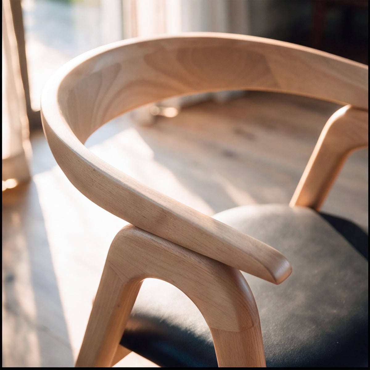 Vue du dessus chaise dossier bois clair arrondi – Maison Pavane